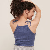 hello ronron | Rosa Top Lavender | Tie-detailed ribbed knit halter top