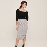 hello ronron | Hera Skirt Cloud | Mouliné ribbed knit midi skirt