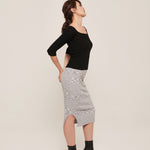 hello ronron | Hera Skirt Cloud | Mouliné ribbed knit midi skirt
