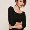 hello ronron | Agnes Top Black | Scoop neck cable ribbed knit top