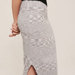hello ronron | Hera Skirt Cloud | Mouliné ribbed knit midi skirt