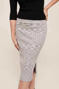 hello ronron | Hera Skirt Cloud | Mouliné ribbed knit midi skirt