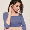 hello ronron | Agnes Top Lavender | Scoop neck cable ribbed knit top