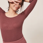 hello ronron | Agnes Top Rose | Scoop neck cable ribbed knit top